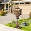 Cast Aluminum Mailbox with Post, Heavy Duty Postal Box with 2 Keys, Baffle Door, Expansion Bolts, Address Panel