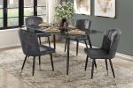 Modern Design Home Furniture Chairs Set of 2, Charcoal-hued Velvet Upholstery Channel Tufting Black Metal Legs with Gold-Finish Accent