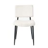 Modern Beige simple dining chair Fabric Upholstered Chairs home bedroom stool back dressing chair black metal legs(set of 2)