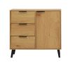 Storage Cabinet with 3 Drawers & Adjustable Shelf, Mid Century Cabinet with Door, Accent Cabinet for Living Room, Home Office, Entryway