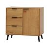 Storage Cabinet with 3 Drawers & Adjustable Shelf, Mid Century Cabinet with Door, Accent Cabinet for Living Room, Home Office, Entryway