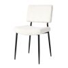 Modern Beige simple dining chair Fabric Upholstered Chairs home bedroom stool back dressing chair black metal legs(set of 2)