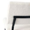 Modern Beige simple dining chair Fabric Upholstered Chairs home bedroom stool back dressing chair black metal legs(set of 2)
