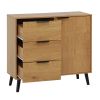 Storage Cabinet with 3 Drawers & Adjustable Shelf, Mid Century Cabinet with Door, Accent Cabinet for Living Room, Home Office, Entryway