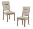 Light Oak Finish Beautiful Dining Chairs Set of 2pc, Upholstered Seat and Back Beige Fabric Rustic Look Ladderback Wooden Dining Kitchen Furniture