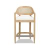 Americana Mid-Century Modern 26" Cane Back Counter Stool, Ivory White Boucle