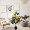 Artificial Camellia Tree, 35in Faux Camellia Plant in Pot with Orange Flowers for Spring Home Front Door Outdoor Indoor Decoration