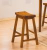 Casual Dining 18-inch Height Saddle Seat Stools 2pc Set Solid Wood Oak Finish Home Furniture
