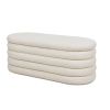 Fuji 49" Upholstered Oval Storage Bench, Ivory White Boucle