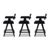 Milan 25.5" Modern Resin Webbing Back Bar Stool with Arms, Set of 3, Ebony Black Boucle