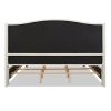 Marcella Upholstered Shelter Headboard Bed Set, King, Antique White Polyester
