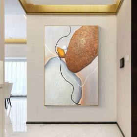 Handmade Abstract Art Hand Painted Yellow Gray Abstract Original Oil Painting Handmade Wall Art Paintings Decoration Home Living Room hallway bedroom (Style: 01, size: 90X120cm)