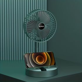 Portable Desk Fan; USB Rechargeable Fan; Folding Telescopic Adjustable Cooling Fan; Mini Summer Quiet Table Fan For Home Office Bedroom Gift For Birth (Color: Green)