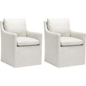 DUHOME Upholstered Dining Chair,Linen Accent Chair for Living Room,Single Sofa Chair with 4 Casters,Upholstered Arm Chair for Be (Color: 4 pcs)