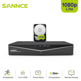 SANNCE 8 Channel 1080P 5-in-1 Security DVR 1080P Hybrid CCTV Video Recorder 8CH for Home Surveillance System with 2T HDD (Video Input: 8CH, Build-in HDD: 1T)