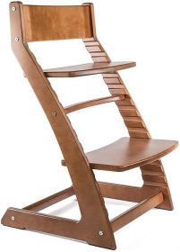 Wooden High Chair for Babies and Toddlers - Adjustable Height Easy to Clean Toddler Highchair - Kids Dining Chair (Color: Walnut)