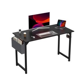 JHK Computer Desk Writing Study Office Gaming Table Modern Simple Style Compact with Side Bag Headphone Hook Easy Assembly (Color: 47IN BLACK)