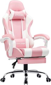 GTPLAYER Gaming Chair, Computer Chair with Footrest and Lumbar Support, Height Adjustable Game Chair with 360¬∞ (Color: Clear)