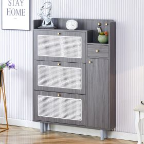 Modern minimalist storage cabinet, Japanese rattan shoe cabinet, bed top cabinet (Color: as Pic)