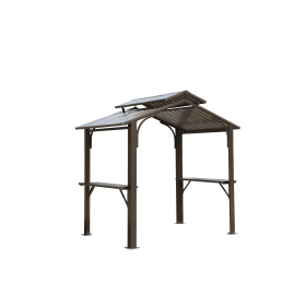 8√ó5FT Hardtop Grill Gazebo, Outdoor BBQ Gazebo w/Galvanized Steel Double Roof (Color: as Pic)