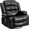 INMOZATA Manual Recliner Chair, Breathable Leather Swivel Reclining Chairs with Overstuffed Arm and Back, Rocking Living Room Si