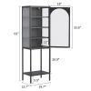 Metal Glass Door Display Storage Cabinet - 5-Tier Cube Bookshelf Storage Cabinet with 3 Adjustable Shelves For kitchen, dining room, living room