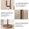 KungFuWood Coat Rack, Unique Design Cactus Coat Rack Freestanding, Adjustable Height Wooden Coat Rack Stand with 6 Hooks