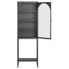 Metal Glass Door Display Storage Cabinet - 5-Tier Cube Bookshelf Storage Cabinet with 3 Adjustable Shelves For kitchen, dining room, living room