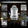 YSSOA White Gaming Chair with Footrest, Big and Tall Gamer Chair, Racing Style Adjustable Swivel Office Chair, Ergonomic