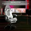 YSSOA White Gaming Chair with Footrest, Big and Tall Gamer Chair, Racing Style Adjustable Swivel Office Chair, Ergonomic