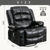 INMOZATA Manual Recliner Chair, Breathable Leather Swivel Reclining Chairs with Overstuffed Arm and Back, Rocking Living Room Si