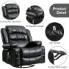 INMOZATA Manual Recliner Chair, Breathable Leather Swivel Reclining Chairs with Overstuffed Arm and Back, Rocking Living Room Si