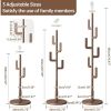 KungFuWood Coat Rack, Unique Design Cactus Coat Rack Freestanding, Adjustable Height Wooden Coat Rack Stand with 6 Hooks