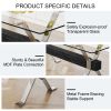 Dining table. Modern tempered glass dining table. Large modern office desk with silver plated metal legs and MDF crossbars